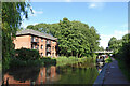 Canal with apartments in Stone, Staffordshire