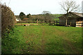 Gate and barn by Weston Lane