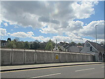 ST3088 : Yellow Danger notice on Bridge Street railway bridge, Newport by Jaggery