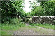 NO5705 : Gate to woodland walk by Bill Kasman