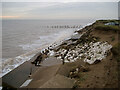 TA4213 : Sea wall eroding at Spurn Point by Hugh Venables