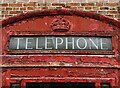 Detail of the neglected phone box in Spalford