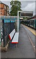 White and red bench on Penarth railway station