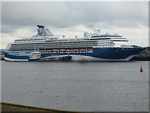 NZ3567 : Cruise ship moored on the River Tyne by Jeremy Bolwell