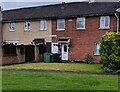 Court Farm Road houses and name sign, Cwmbran