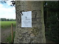 SP8600 : Notice on a tree on the footpath by Jeremy Bolwell