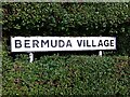 Sign in hedge at Bermuda Village, near Nuneaton