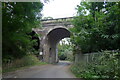 Whalebone Lane entering Little Ponton beneath the East Coast Main Line