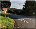 ST4496 : Large GIVE WAY sign in  Gaerllwyd, Monmouthshire by Jaggery