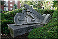 Concrete AJS motorcycle sculpture by Penn Road, Wolverhampton