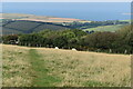 SS4538 : Downland path with distant view of Morte Bay by David Martin
