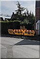 SO7010 : Yellow temporary barriers on the Passage Road pavement, Arlingham by Jaggery