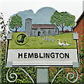 TG3311 : Hemblington village sign by Adrian S Pye