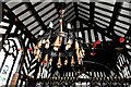 Siddington, All Saints Church: Corn dollies adorn a chandelier