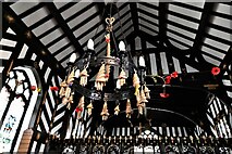 SJ8470 : Siddington, All Saints Church: Corn dollies adorn a chandelier by Michael Garlick