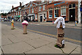 Knitted bollard covers, Market Place, Dereham