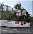 Notices and signs on a corner of Leckwith Road, Cardiff