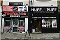 Buxton, Spring Gardens: Techzone Mobiles and Huff & Puff