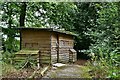 Hare Hill (National Trust): Bird hide looking out over a large number of bird feeders