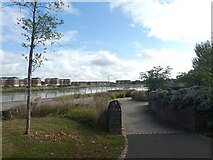 ST3287 : Foot and cycle path by the river, Newport by David Smith