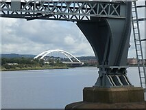 ST3186 : River Usk seen from under the Newport transporter bridge by David Smith