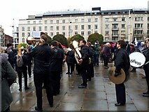 SE2934 : Climate Justice rally in Leeds: brass band by Stephen Craven