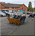 ST1871 : Yellow skip full of rubbish, Station Approach, Penarth by Jaggery