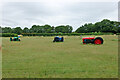 Tractors having a three way face-off, Ladyland Farm