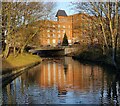 SK5905 : Abbey Mill reflected in the Grand Union Canal by Mat Fascione