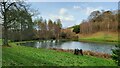 TQ1852 : Landscaped lake near Middlehill Wood by James Emmans