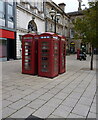 Four K6 telephone boxes in Stafford market square