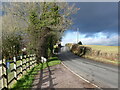 Dark sky and sunshine on the B4293 just north of Cobblers Plain, near Chepstow