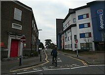 TQ0058 : Cyclist in White Rose Lane by Basher Eyre