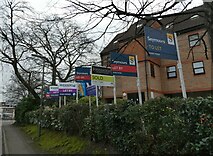 TQ0058 : Estate agents signs in Mount Hermon Road by Basher Eyre