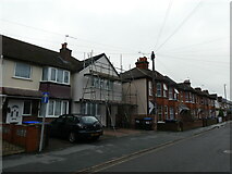 TQ0159 : Scaffolding on a house in Walton Road by Basher Eyre