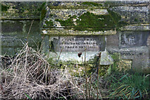 SK9870 : Foundation stone, former chapels at the Old Cemetery, Canwick Road, Lincoln by Jo Turner