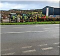 SO3808 : Claas tractors on display opposite Monmouthshire Livestock Centre by Jaggery