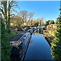 Canal narrow boats at rest at High Lane