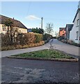 Grass triangle at a junction in Maypole, Monmouthshire