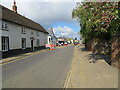 TL1738 : A temporarily restrcted High Street (B659) in Henlow by Peter Wood