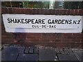 Sign for Shakespeare Gardens, East Finchley