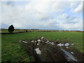 Muddy entrance to a grass field off Bridegate Lane