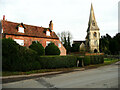 Manor Farm House and the church, Steeple Claydon