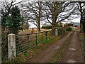 Farm road and bridleway north-west of Seisdon in Staffordshire