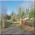 TL7243 : Wixoe: The Gate Lodge and a former railway bridge by John Sutton