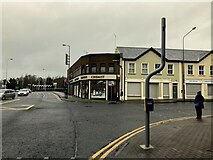 H4572 : Bendy pole, Dublin Road Corner, Omagh by Kenneth  Allen