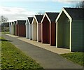 Huts beside the Kelpies Marina