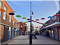 Umbrellas on Institute Lane in Alfreton