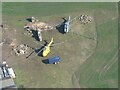 Disused helicopters on farm near Somercotes Warren: aerial 2022 (2)