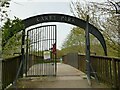 SJ6674 : Carey Park - Ladybird gates by Stephen Craven
